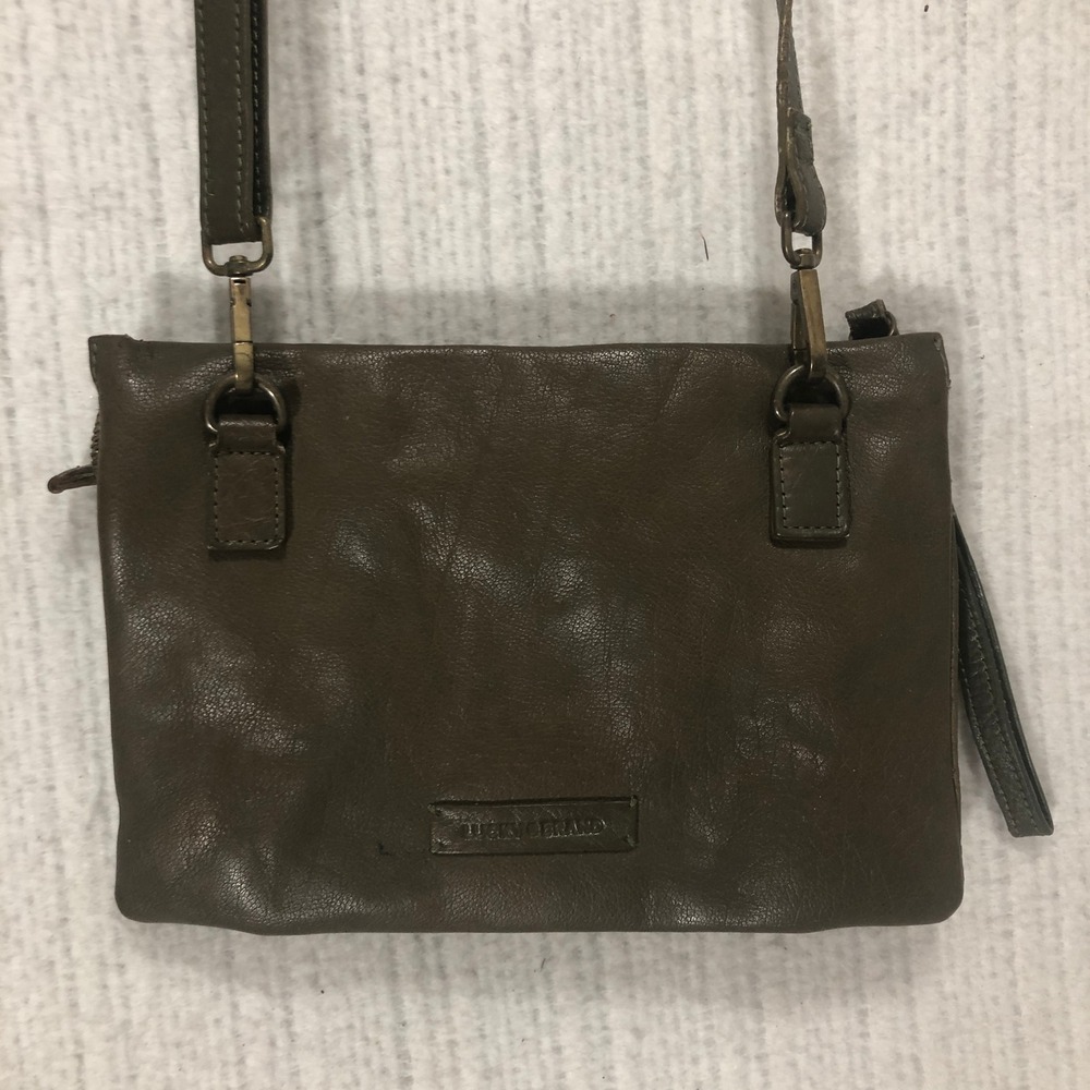 Lucky Brand Brown Leather Crossbody Flap Zip Clutch‎ Shoulder Bag